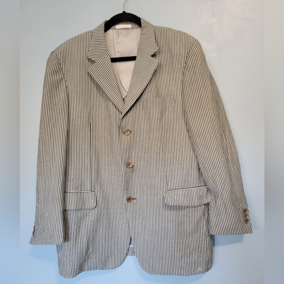 Paco Robanne Seersucker Striped Men's Blazer Grey Size 40S? see measurements - Picture 1 of 13